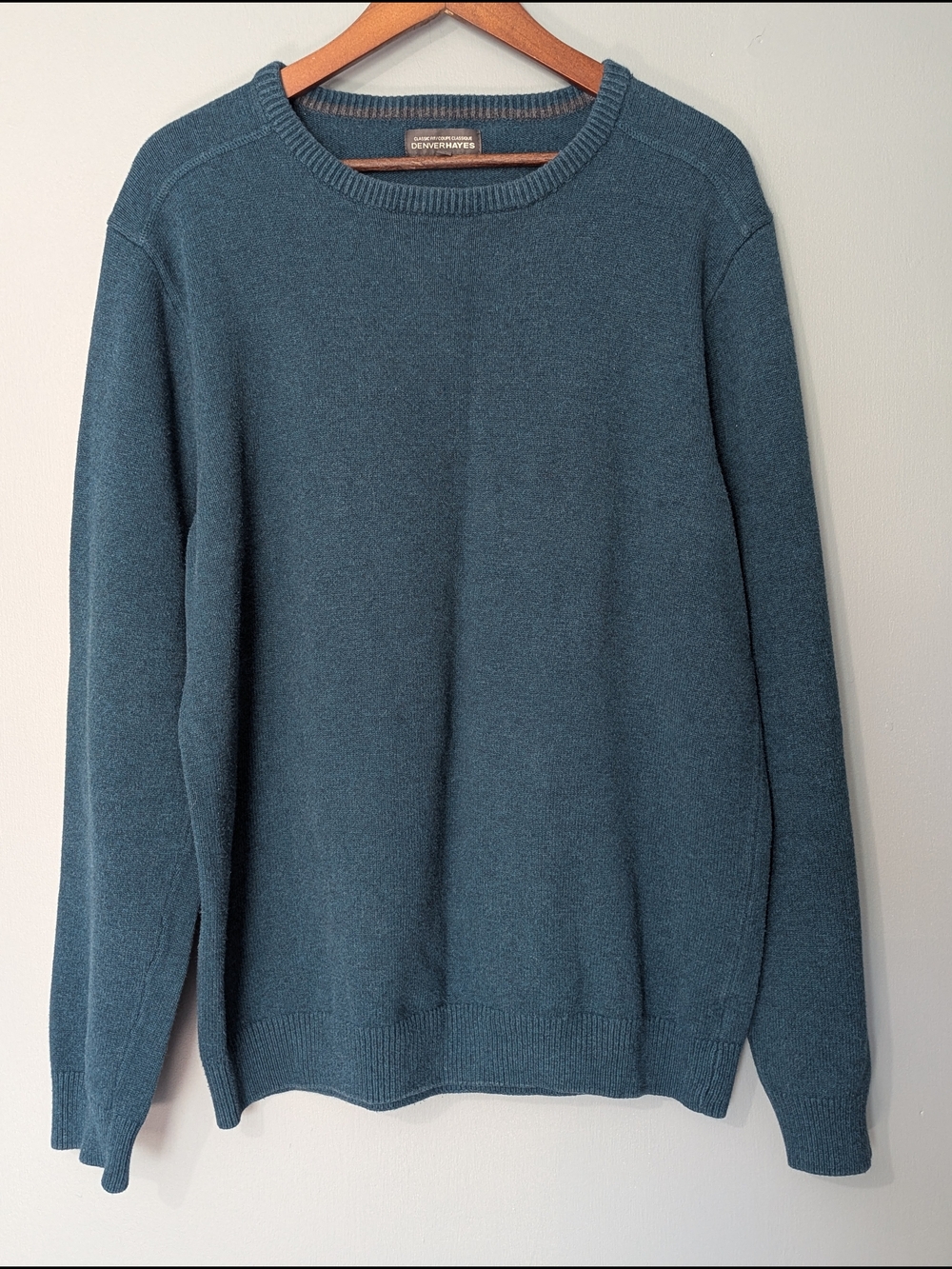 Denver Hayes Men's‎ Crewneck Sweater Teal Blue Cabincore Coastal Casual